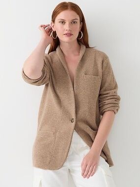 J.Crew Camel Alpaca Merino Wool Blend Cocoon Sweater Blazer Cardigan Size M
